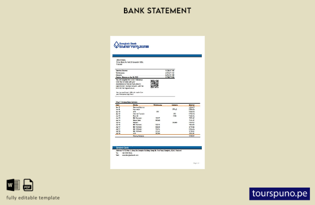 listo para imprimir plantilla de versión de Excel del extracto bancario de Tai 1